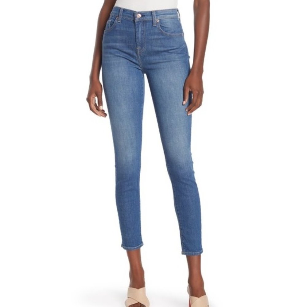 7 For All Mankind High Rise ankle Gwenevere Skinny Jeans BUDAPEST BLUE 29